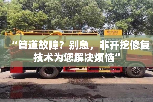 深圳“管道故障？別急，非開挖修復技術為您解決煩惱”