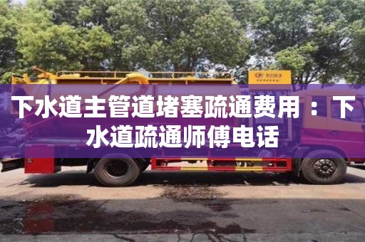 下水道主管道堵塞疏通費用 ：下水道疏通師傅電話