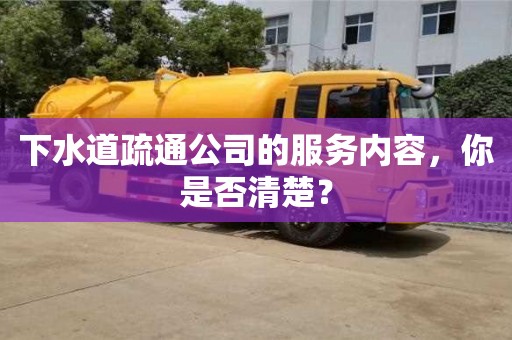 深圳下水道疏通公司的服務內容，你是否清楚？