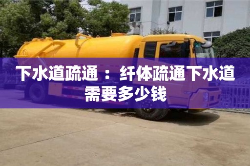 下水道疏通 ：纖體疏通下水道需要多少錢