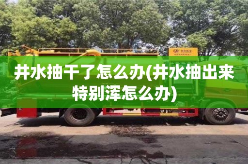 南昌井水抽干了怎么辦(井水抽出來特別渾怎么辦)