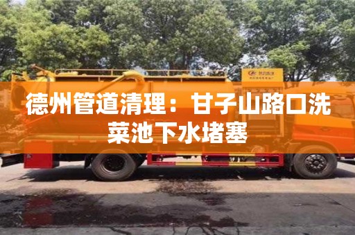 昆明德州管道清理：甘子山路口洗菜池下水堵塞