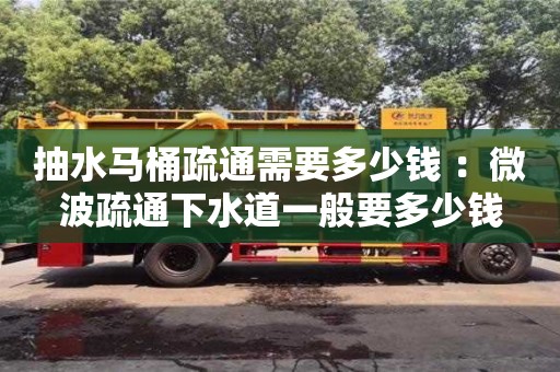 深圳抽水馬桶疏通需要多少錢 ：微波疏通下水道一般要多少錢