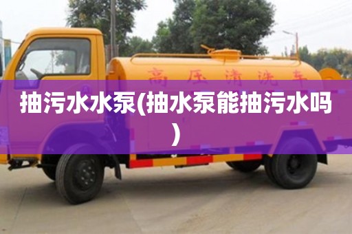 武漢抽污水水泵(抽水泵能抽污水嗎)
