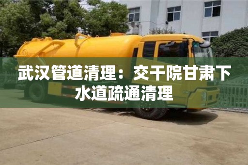 深圳武漢管道清理：交干院甘肅下水道疏通清理