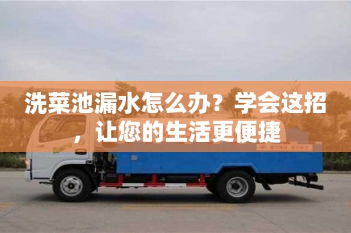 南京洗菜池漏水怎么辦？學會這招，讓您的生活更便捷