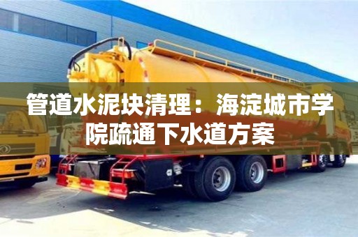 南京管道水泥塊清理：海淀城市學院疏通下水道方案