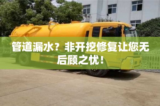 深圳管道漏水？非開挖修復讓您無后顧之憂！