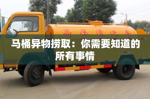 武漢馬桶異物撈取：你需要知道的所有事情